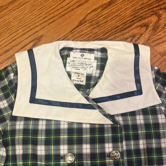 Saks Fifth Avenue Girl’s Plaid Top Navy Shorts Set Size 2 - Picture 3 of 10